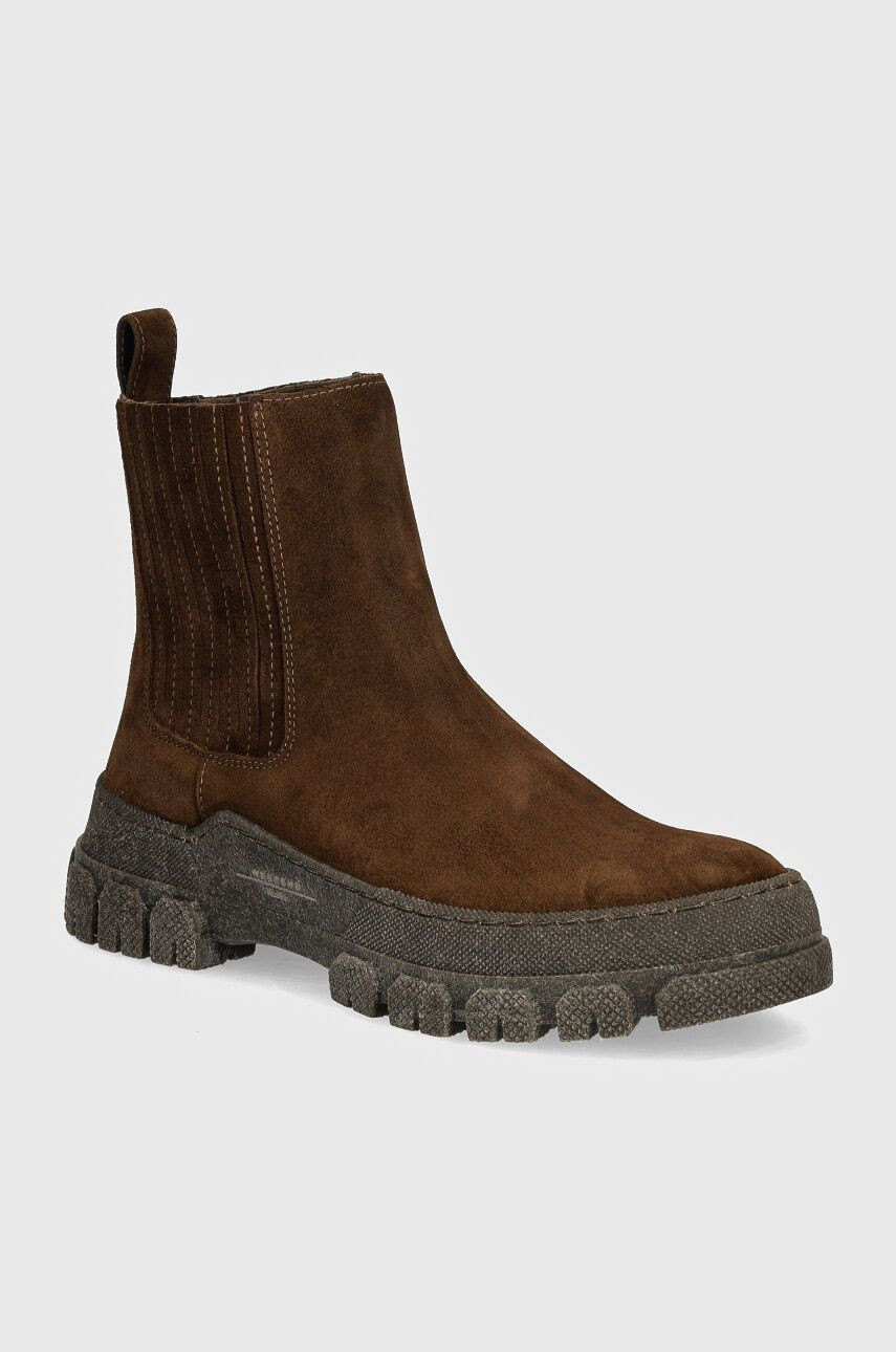 Semišové topánky chelsea Weekend Max Mara GENEPI dámske, hnedá farba, na platforme, 2425796055600