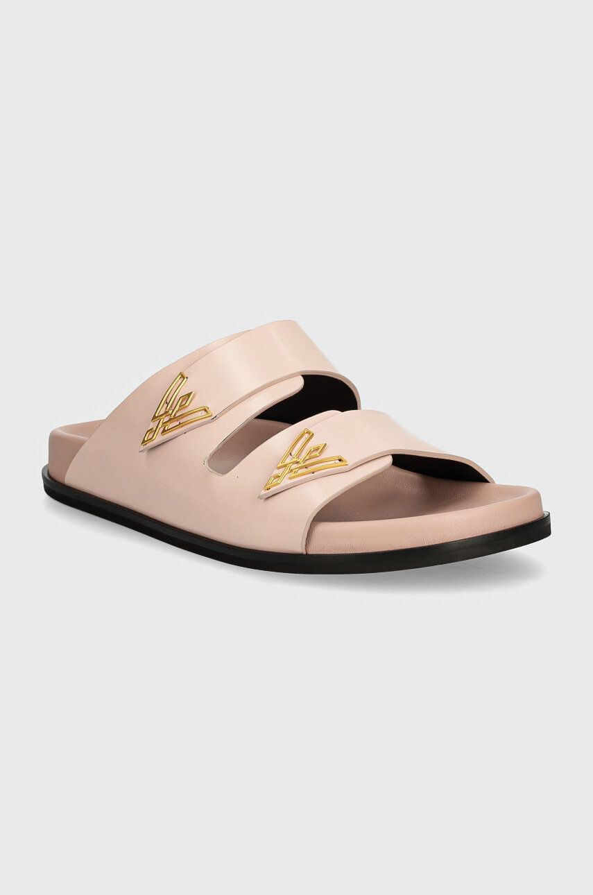 Kožené šľapky Vanda Novak dámske, ružová farba, Sandy Cristal Pink
