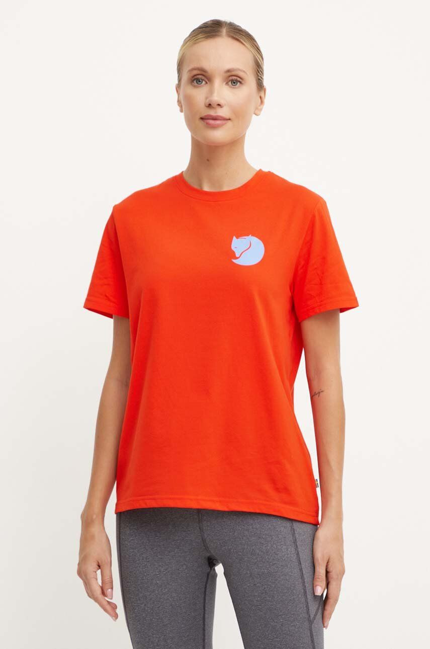 Tričko Fjallraven Fox Boxy Logo dámske, oranžová farba, F87153
