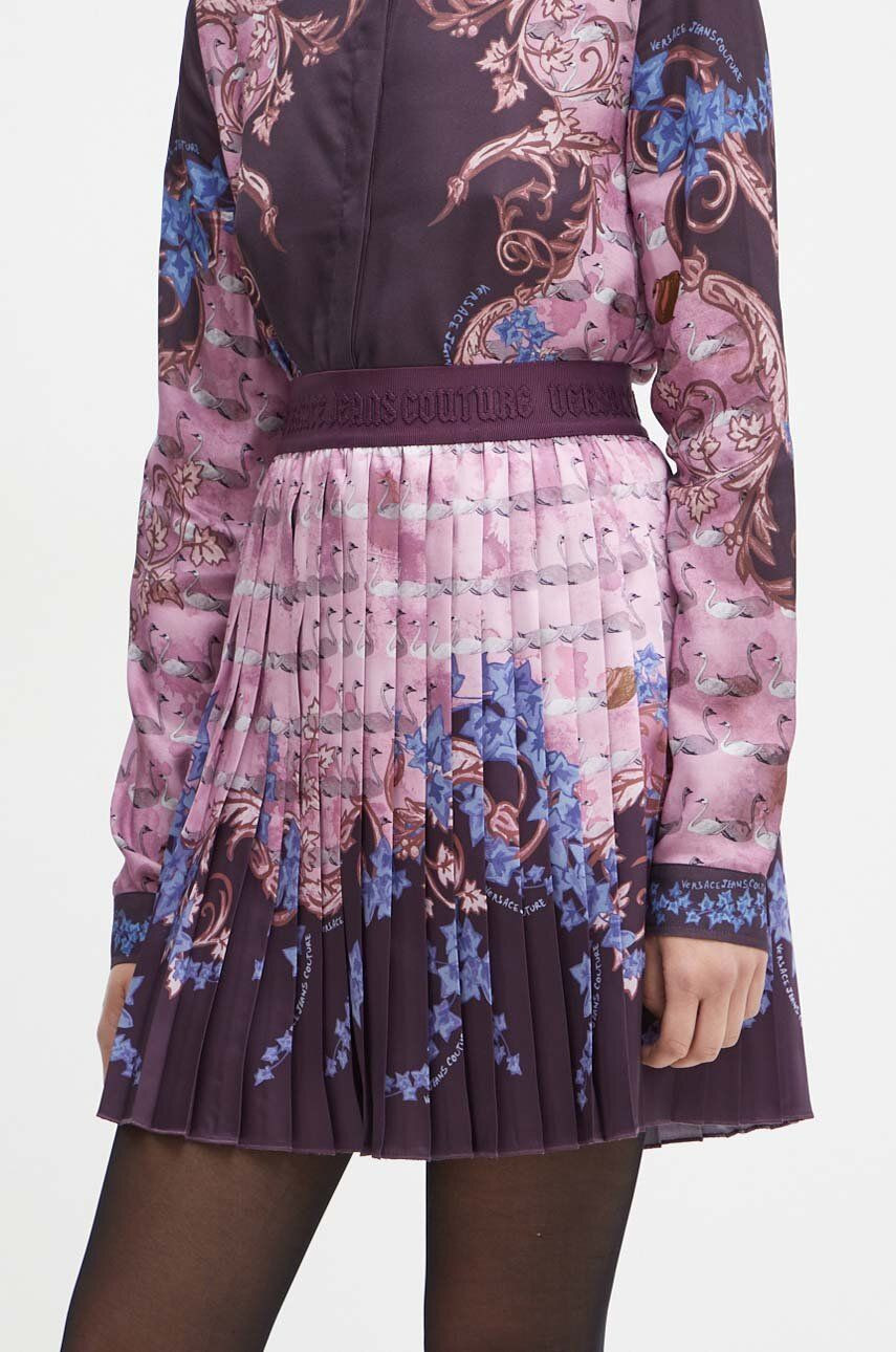 Sukňa Versace Jeans Couture ružová farba, mini, áčkový strih, 77HAE8P1 NS533