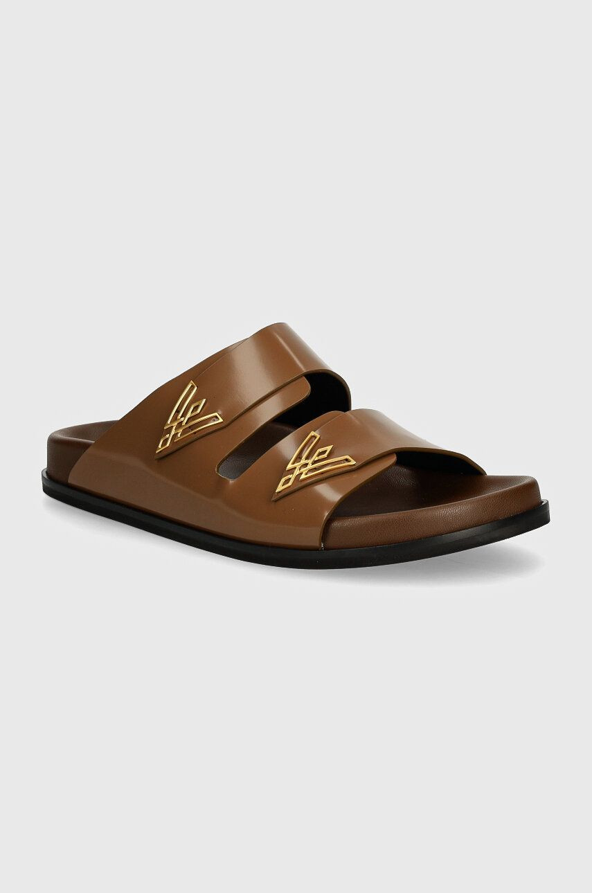 Kožené šľapky Vanda Novak dámske, hnedá farba, Sandy Cristal Chocolate
