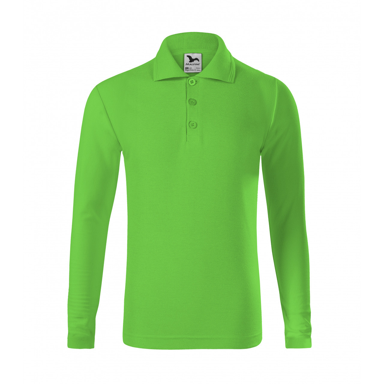 Polokošeľa detská Malfini Pique Polo LS - stredne zelená, 122