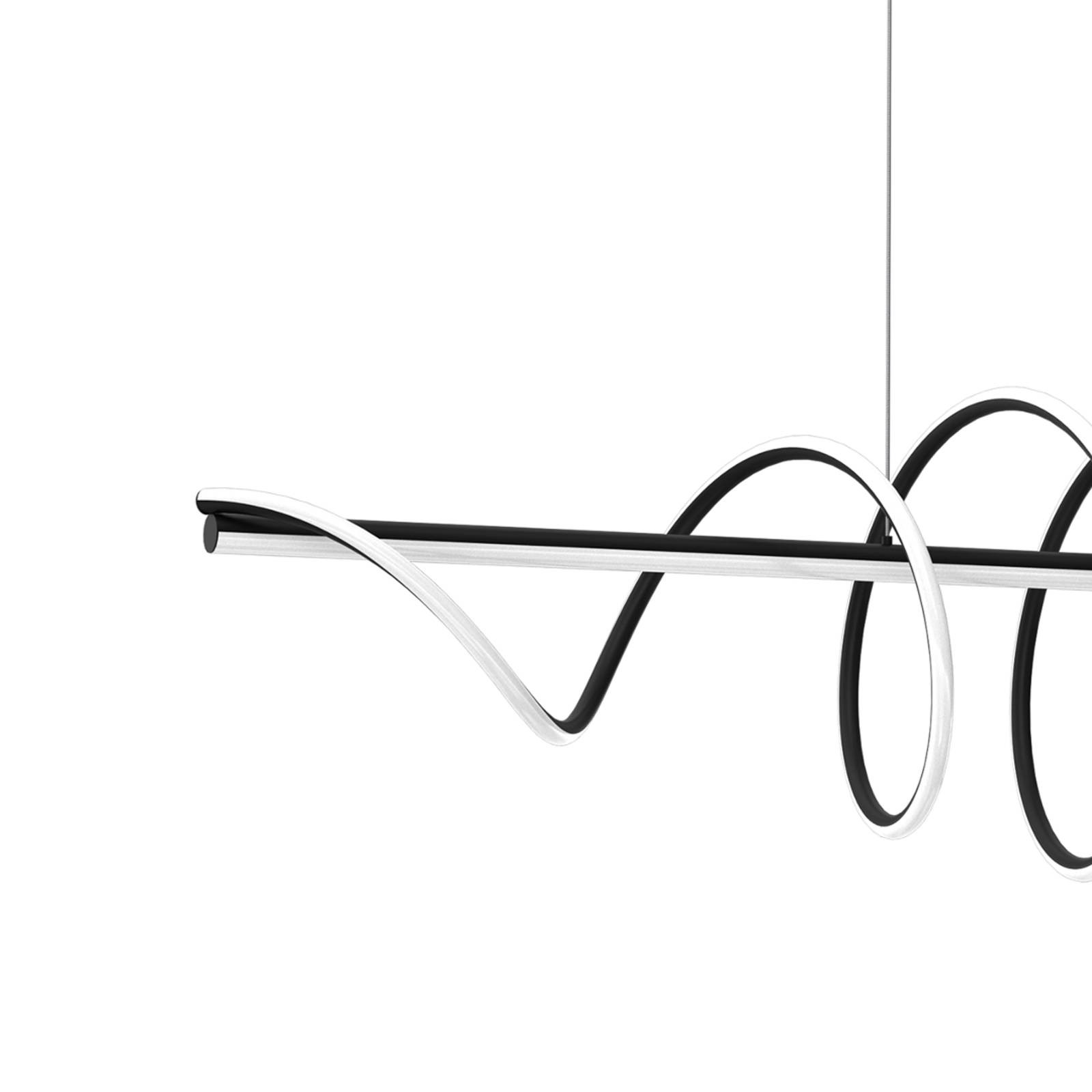 Závesná LED lampa Twist, čierny plast, 30 W, dĺžka 110 cm