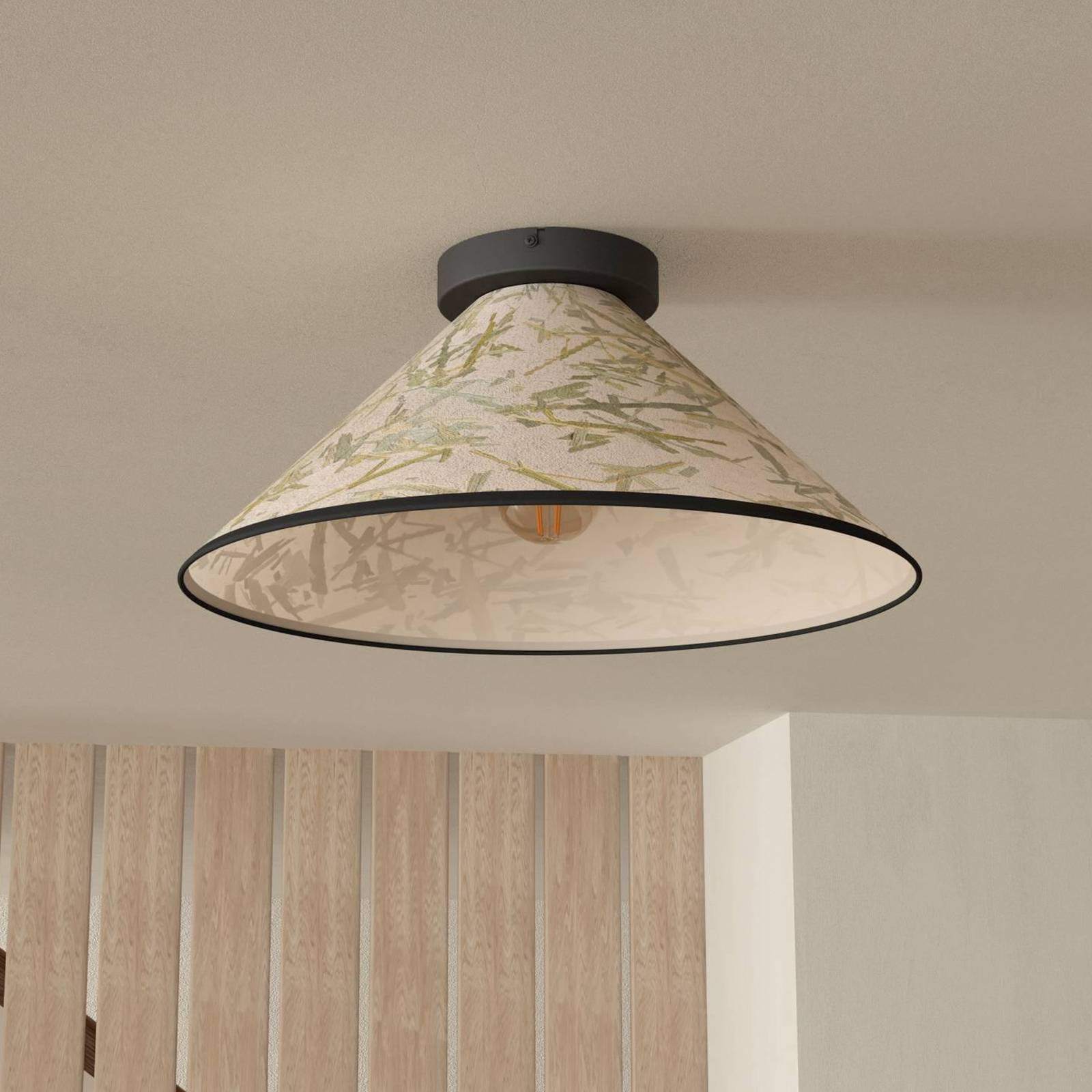Stropné svietidlo Oxpark, Ø 42 cm, zelená/biela/čierna, látka