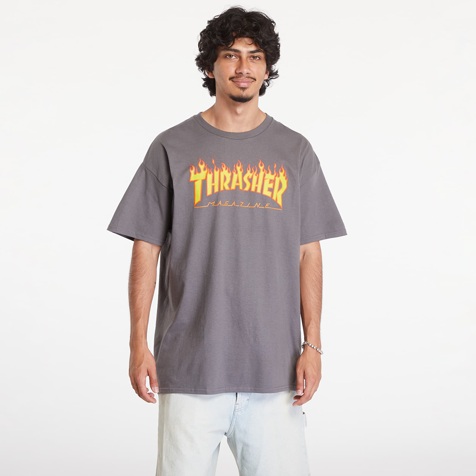 Tričko Thrasher Flame Logo T-Shirt Charcoal Gray S