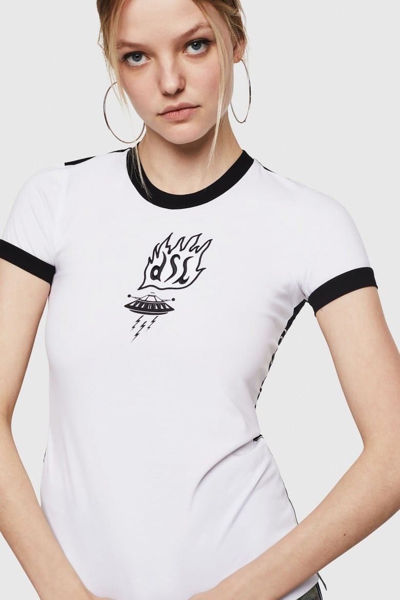 Tričko - Diesel TSUPERYH TSHIRT bielo-čierne