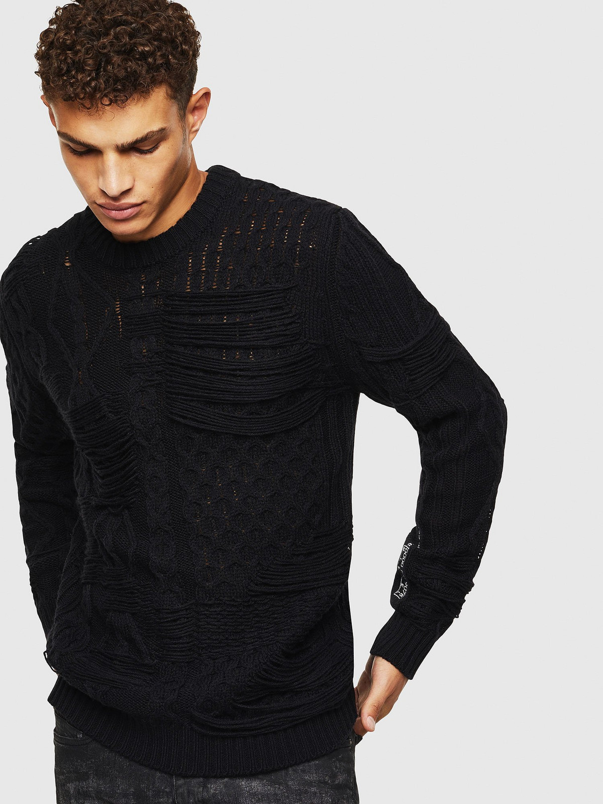 Diesel Sveter - KBRIGLY PULLOVER čierny