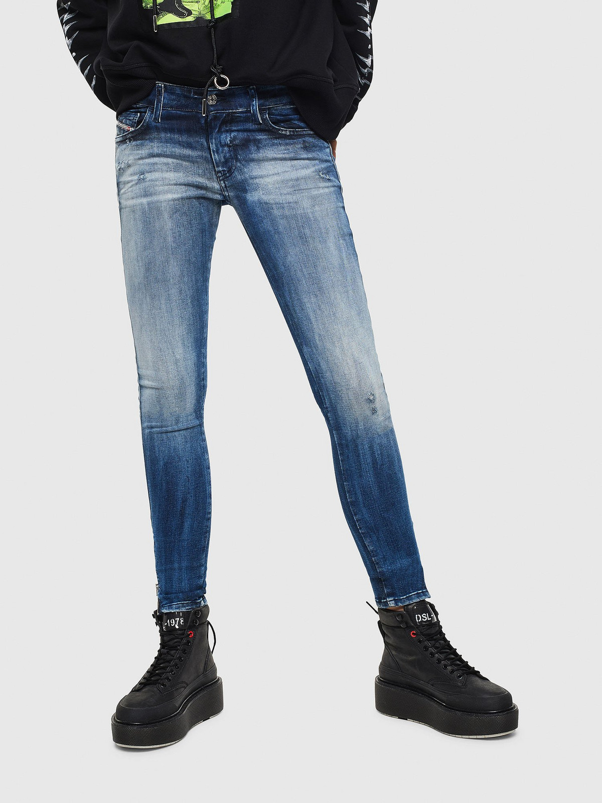 Diesel Rifle - SLANDYLOWZIP L.32 TROUSERS modré
