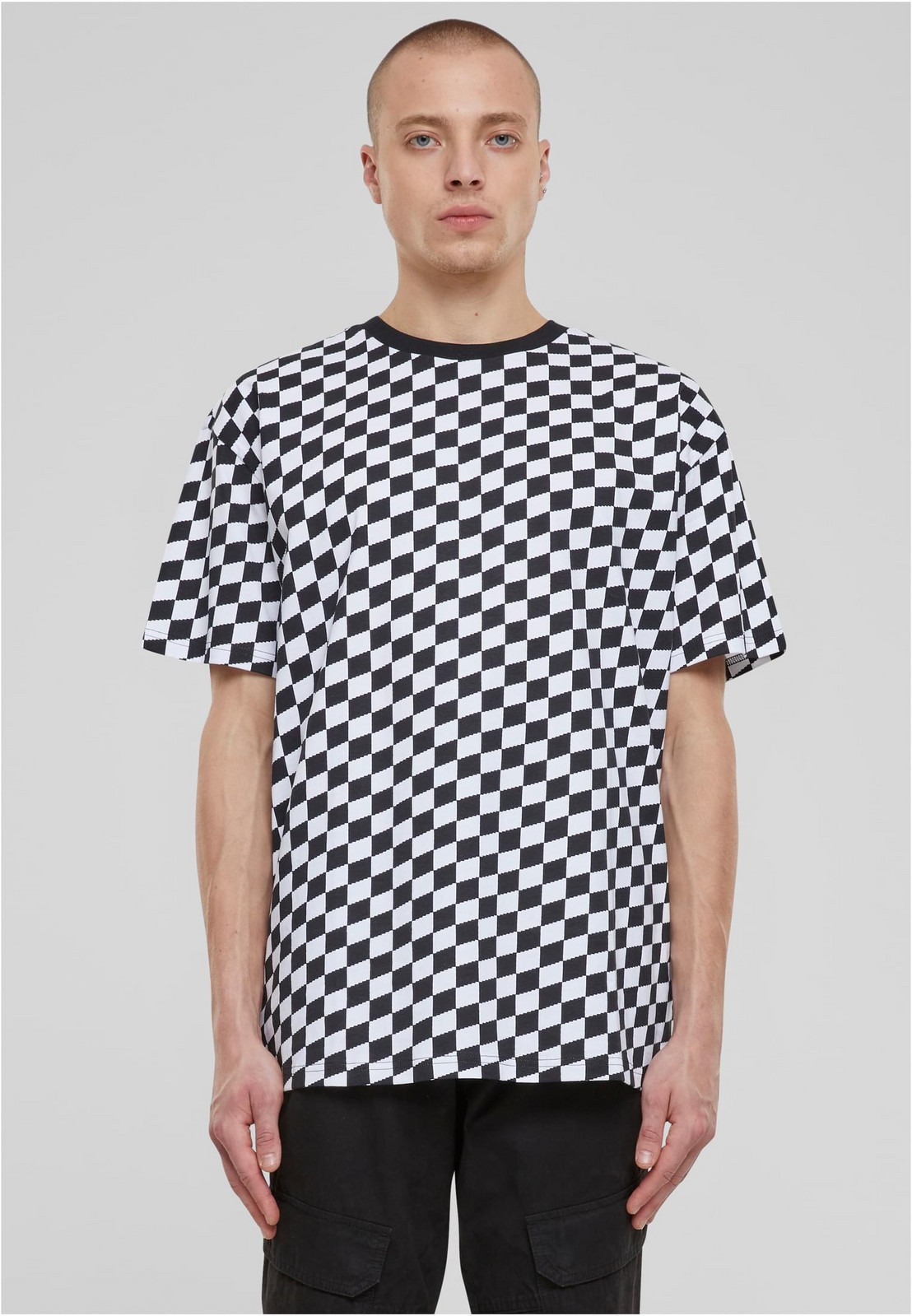 Men's T-shirt Oversized Check black/white