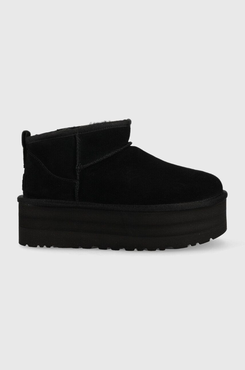 Semišové snehule UGG W Classic Ultra Mini Platform čierna farba 1135092.BLK