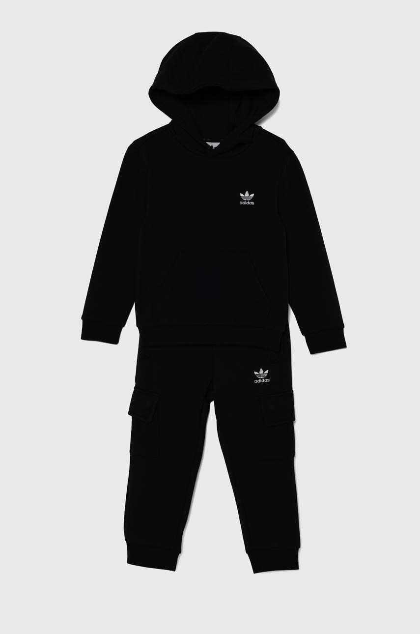Detská tepláková súprava adidas Originals HOODIE FZ CARGO čierna farba, IW1019