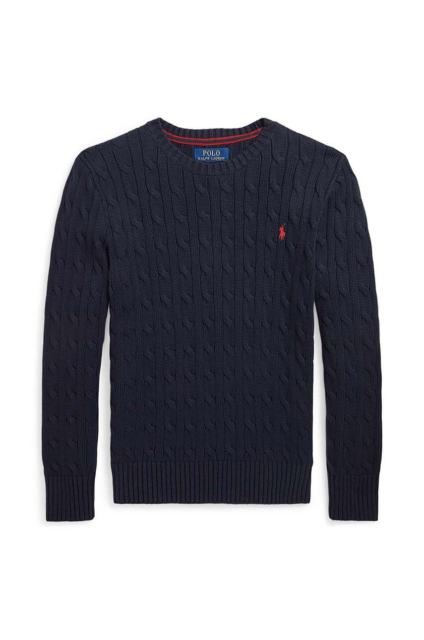 Detský bavlnený sveter Polo Ralph Lauren čierna farba, 323702674060