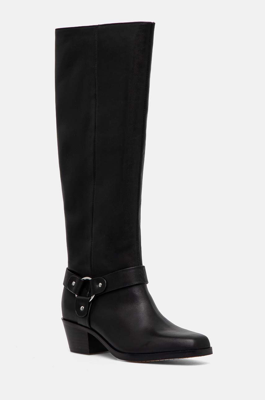 Kožené čižmy Dkny Stace dámske, čierna farba, na podpätku, K2436059