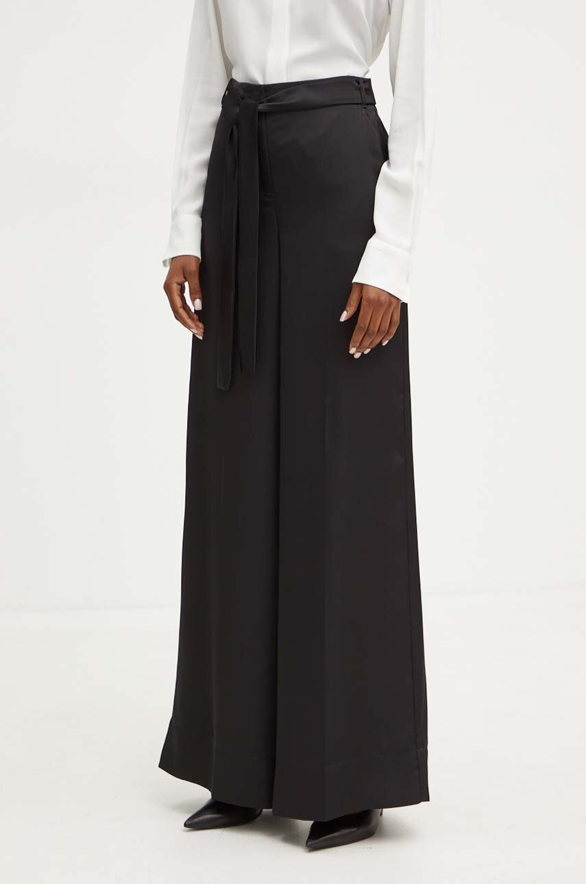 Nohavice Marella dámske, čierna farba, široké, vysoký pás, 2423136341200