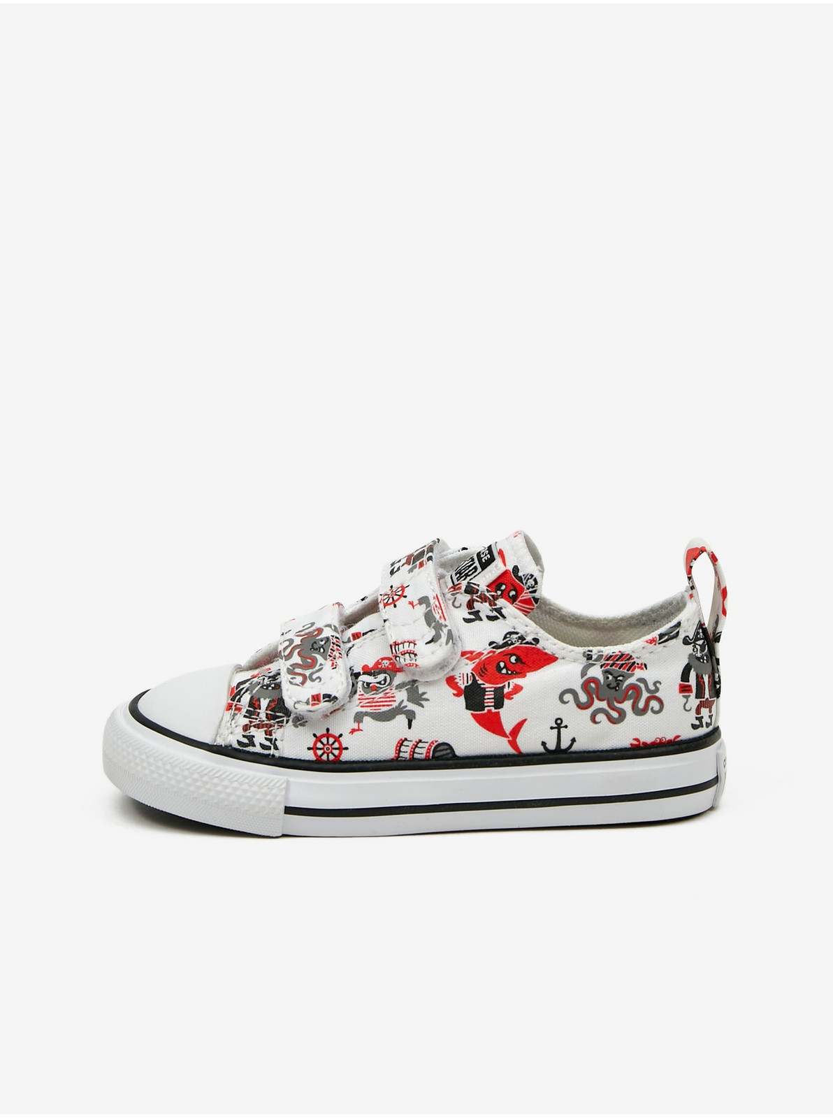 Biele detské vzorované tenisky Converse Pirates