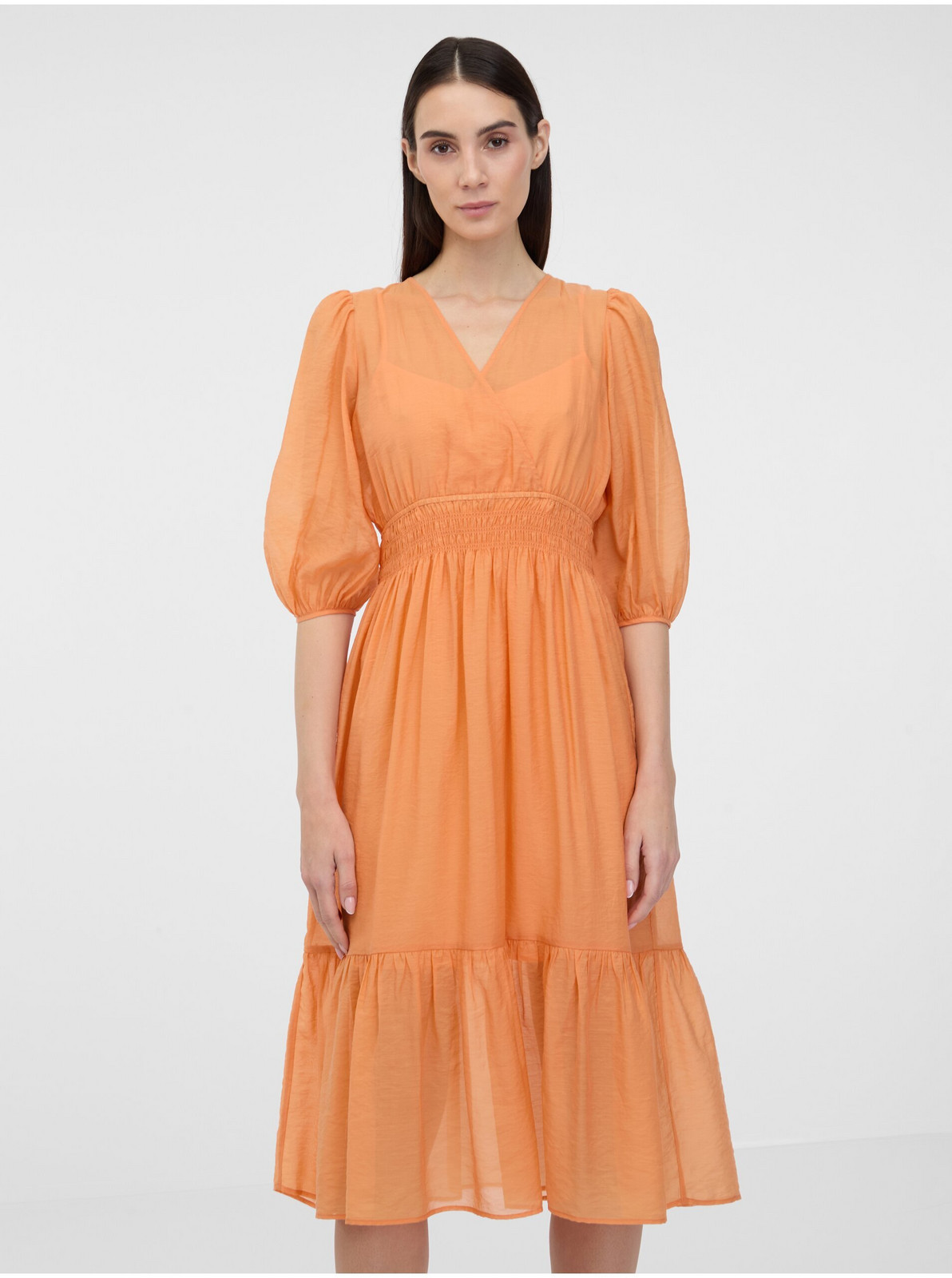 Oranžové dámske midi šaty ORSAY