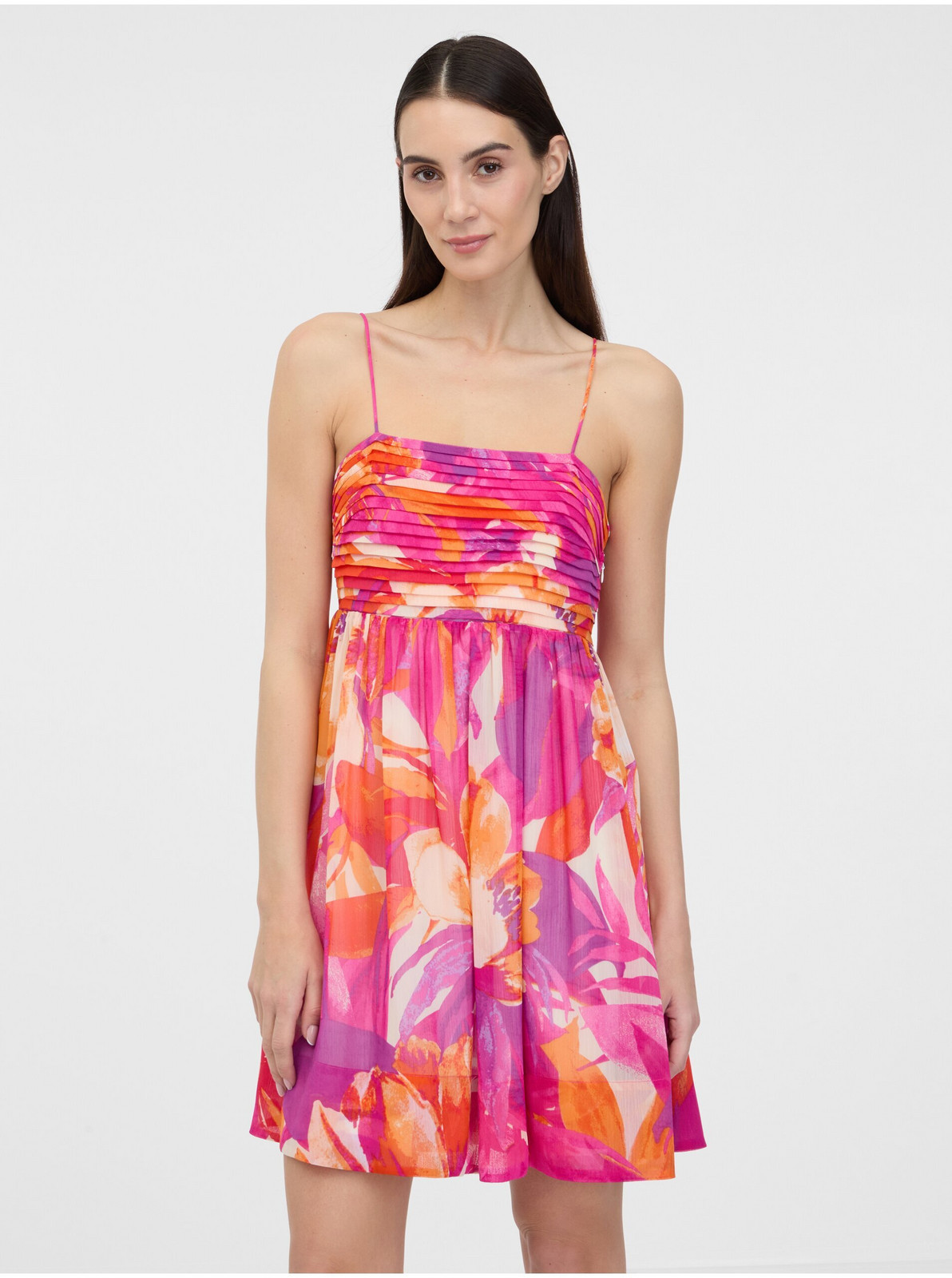 Tmavo ružové dámske šaty ku kolenám ORSAY