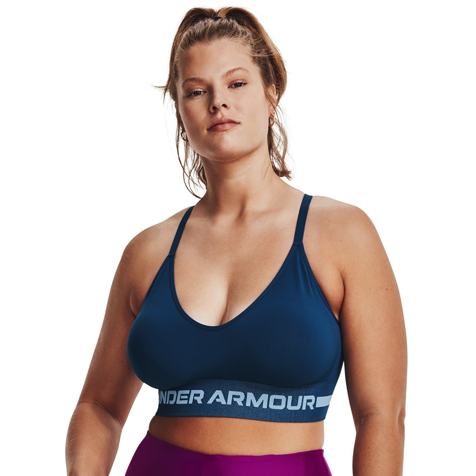 Under Armour Seamless Low Long Bra Blue L