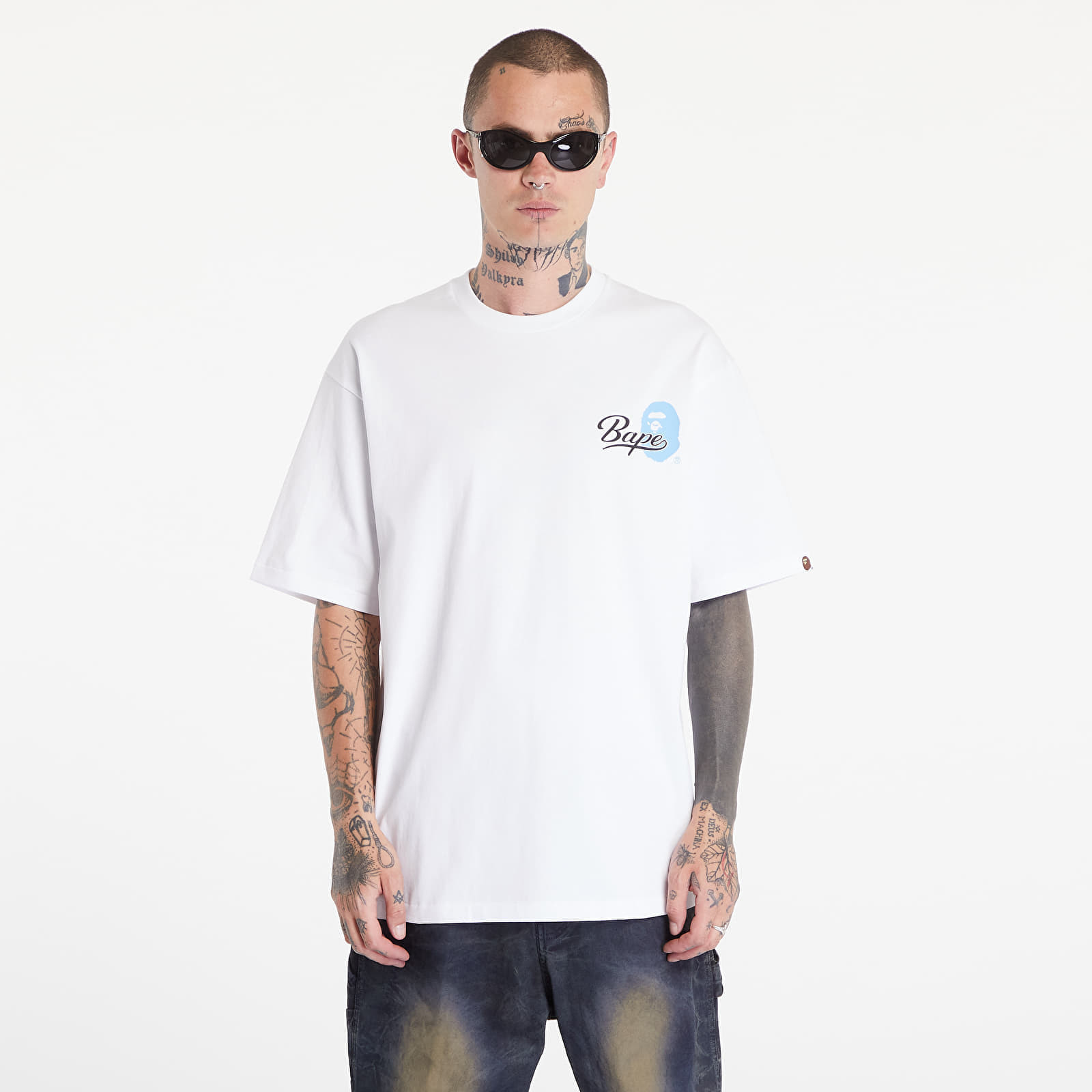 Tričko A BATHING APE Cursive College Logo Relaxed Fit Short Sleeve Tee White M