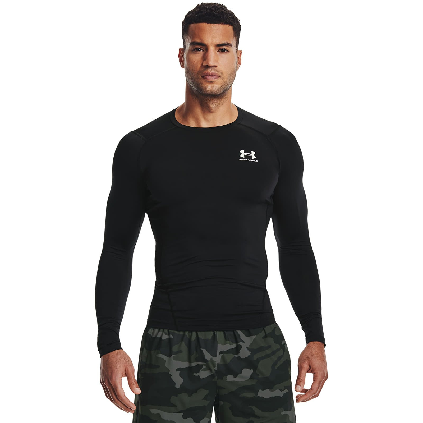 Tričko Under Armour Hg Armour Comp LS Black/ White M
