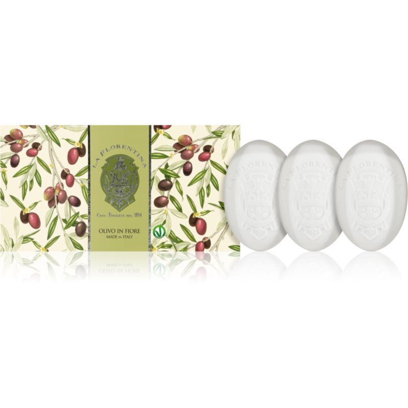 La Florentina Olive Flowers Hand Soap sada tuhých mydiel s olivovým olejom 3x150 g