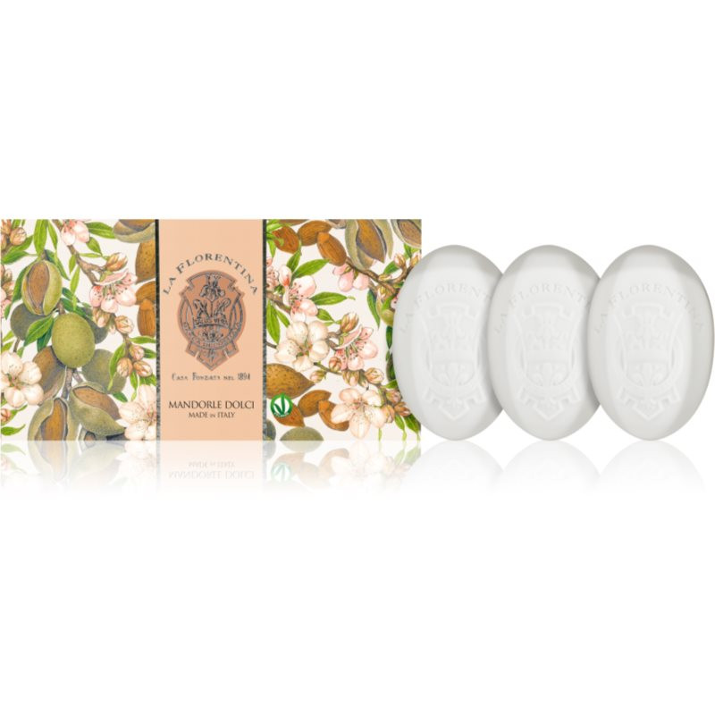 La Florentina Sweet Almonds Hand Soap sada tuhých mydiel s mandľovým olejom 3x150 g
