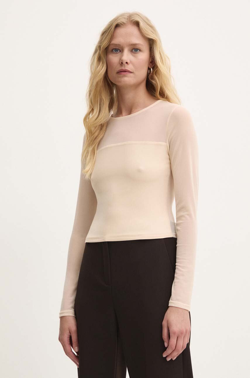 Tričko s dlhým rukávom Answear Lab béžová farba