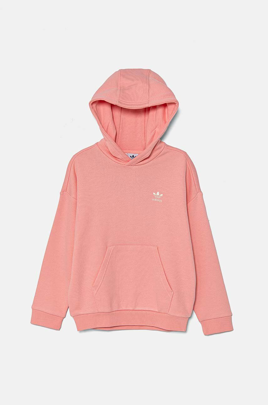 Detská bavlnená mikina adidas Originals HOODIE oranžová farba, s kapucňou, jednofarebná, IX7615