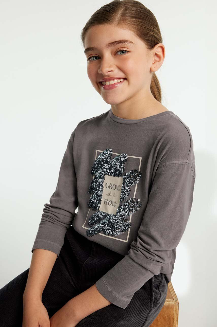 Detská bavlnená košeľa s dlhým rukávom Mayoral šedá farba, 7010