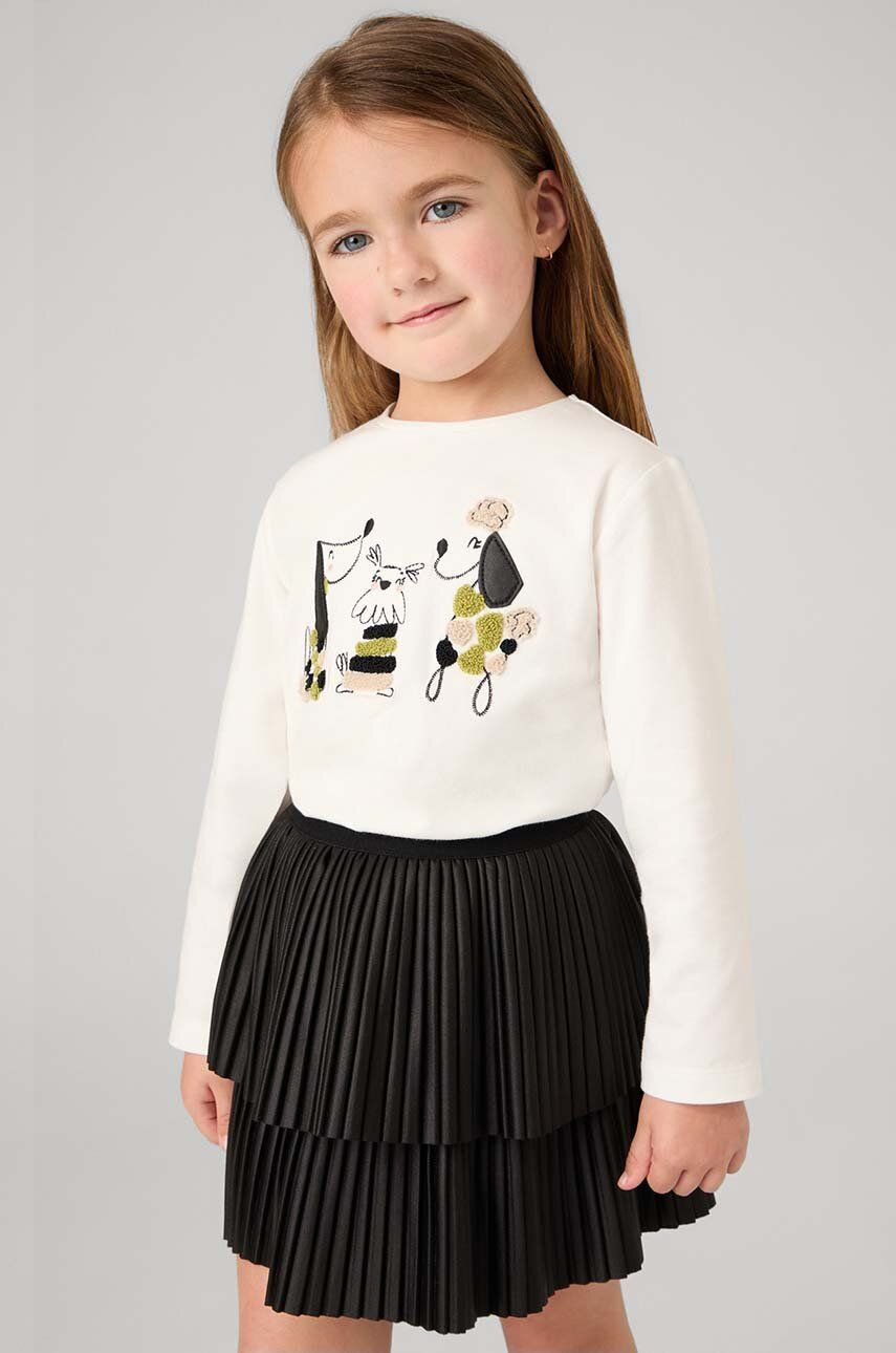 Dievčenská sukňa Mayoral čierna farba, mini, áčkový strih, 4904