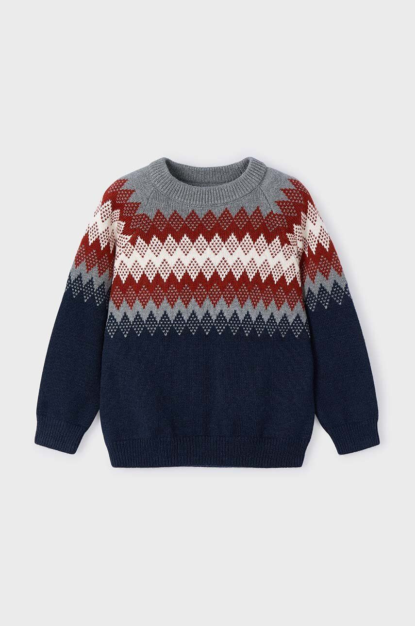 Detský sveter s prímesou vlny Mayoral tmavomodrá farba, 4340