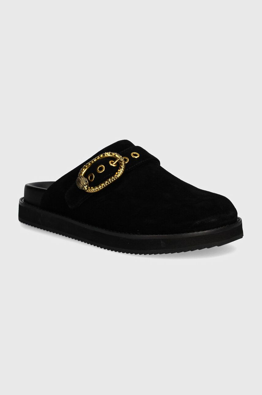 Semišové šľapky Kurt Geiger London Mayfair Casual Flat Mule dámske, čierna farba, 1293100209