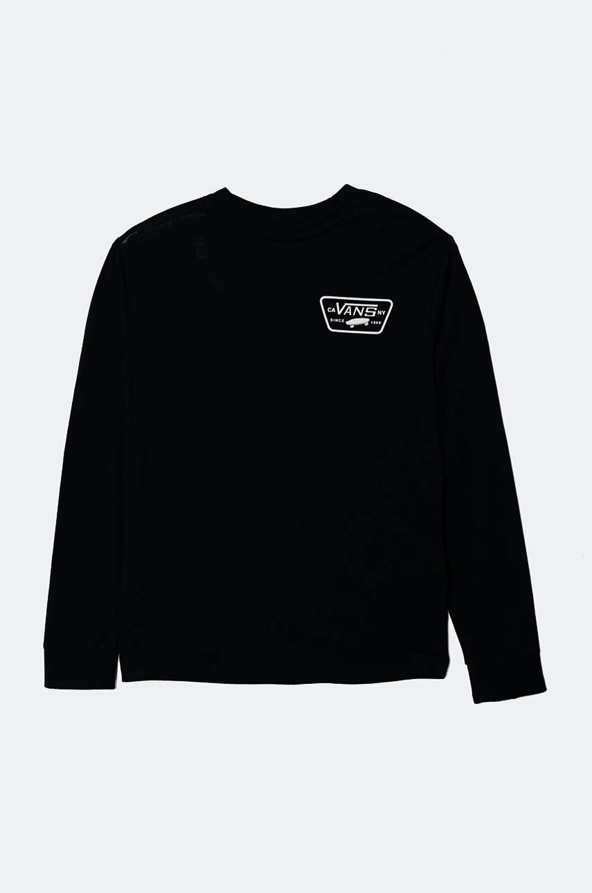 Detská bavlnená košeľa s dlhým rukávom Vans Full Patch Back čierna farba, s potlačou, VN000JCTY281