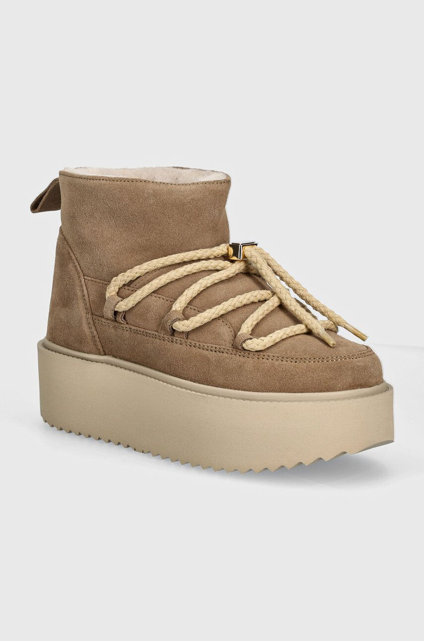 Semišové snehule Inuikii Classic Low Platform béžová farba, 75204-004
