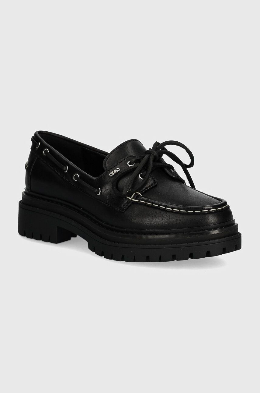 Kožené mokasíny MICHAEL Michael Kors Cameron dámske, čierna farba, na platforme, 40T4CAFP1L 001