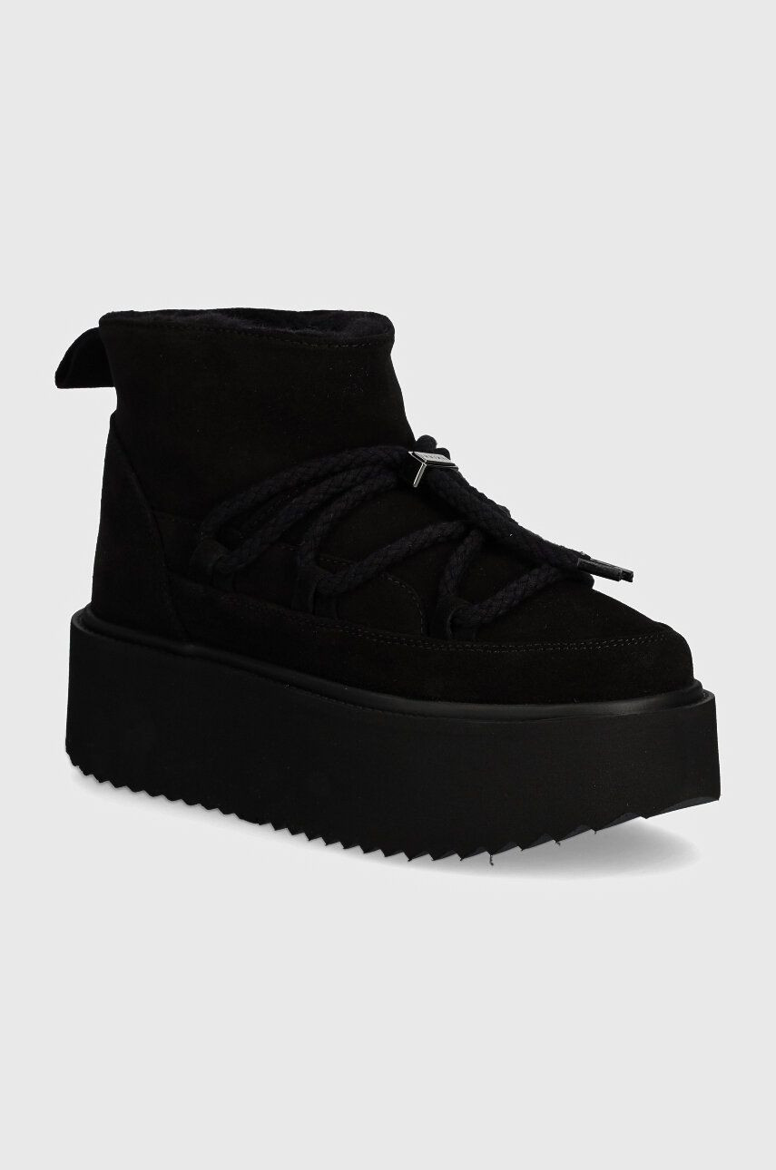 Semišové snehule Inuikii Classic Low Platform čierna farba, 75204-004