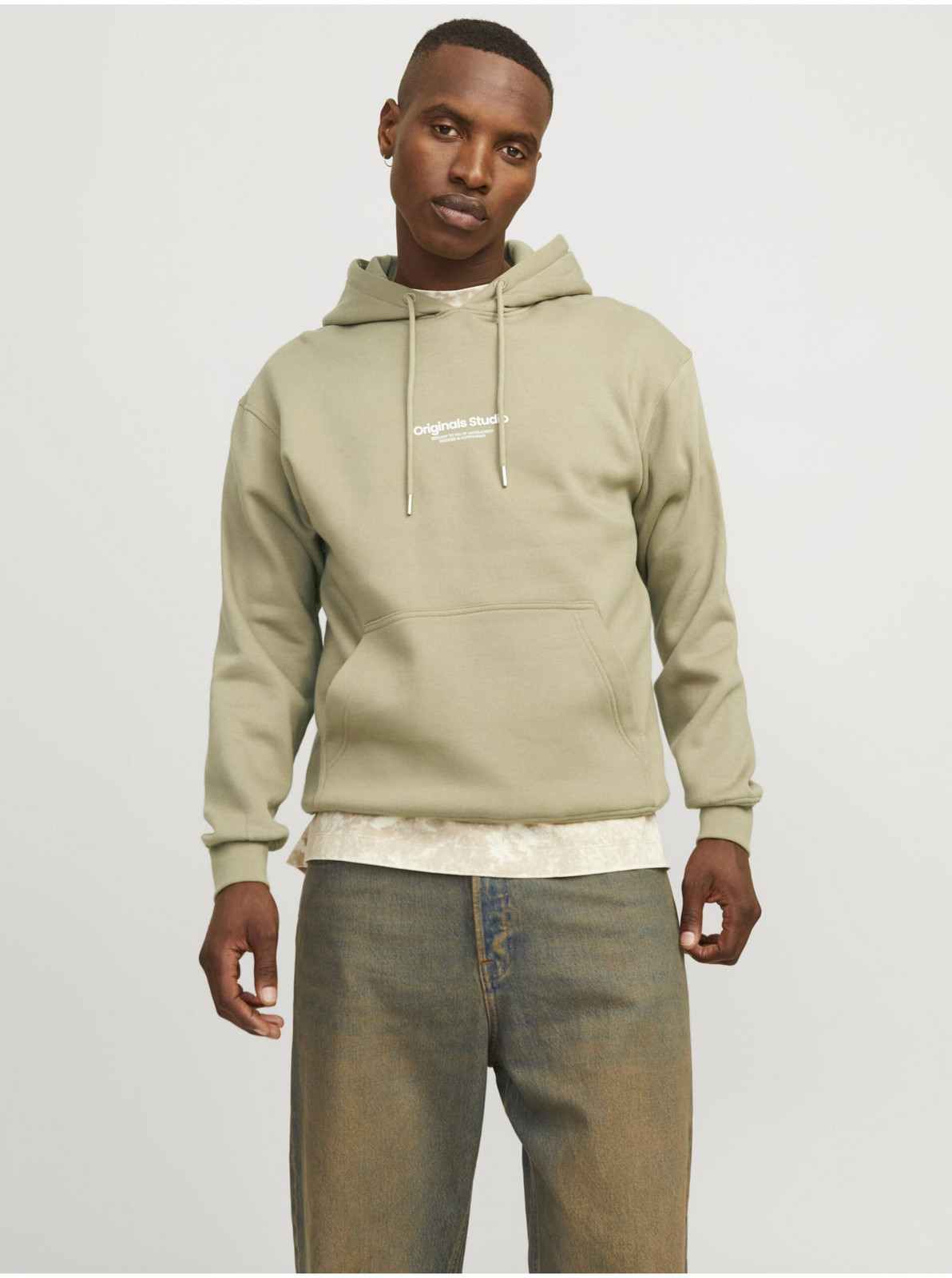 Béžová pánska mikina s kapucňou Jack & Jones JORVESTERBRO