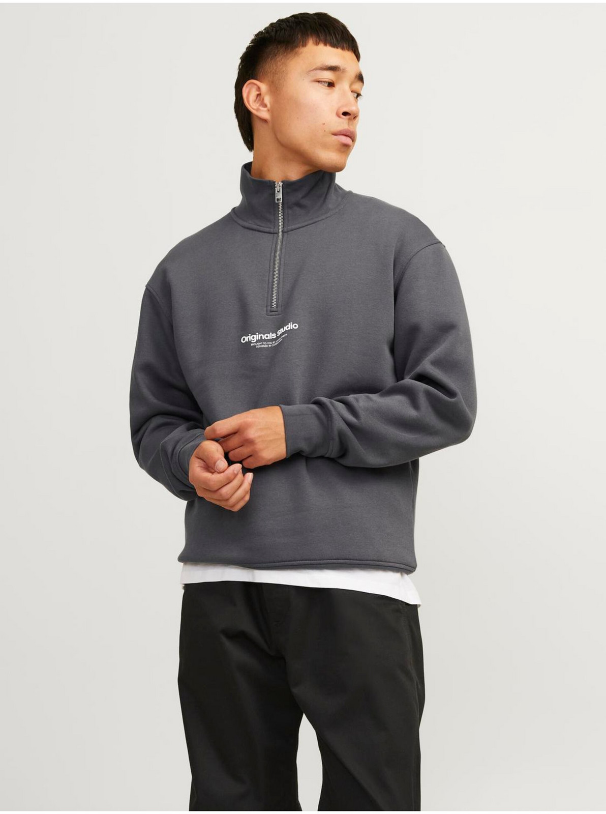 Šedá pánska mikina so zipsom Jack & Jones