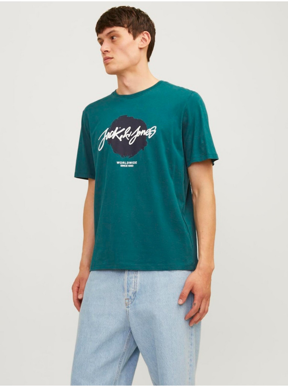 Petrolejové pánske tričko Jack & Jones JJTILEY