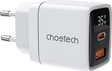 ChoeTech PD35W GAN Dual A+C ports Display wall charger-white