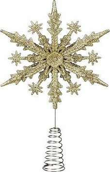 LAALU Špička na vianočný stromček vločka zlatá plast 23 cm