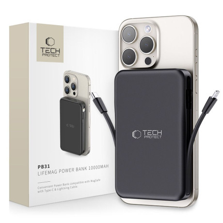Tech-Protect PB31 LifeMag MagSafe Power Bank 10000mAh, čierne