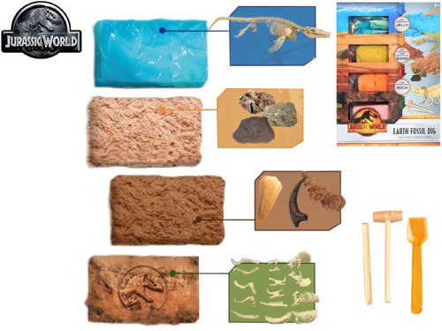 MIKRO TRADING - Jurský svet sada vytesaj si dinosaurie pozostatky 4ks skamenelín v krabičke