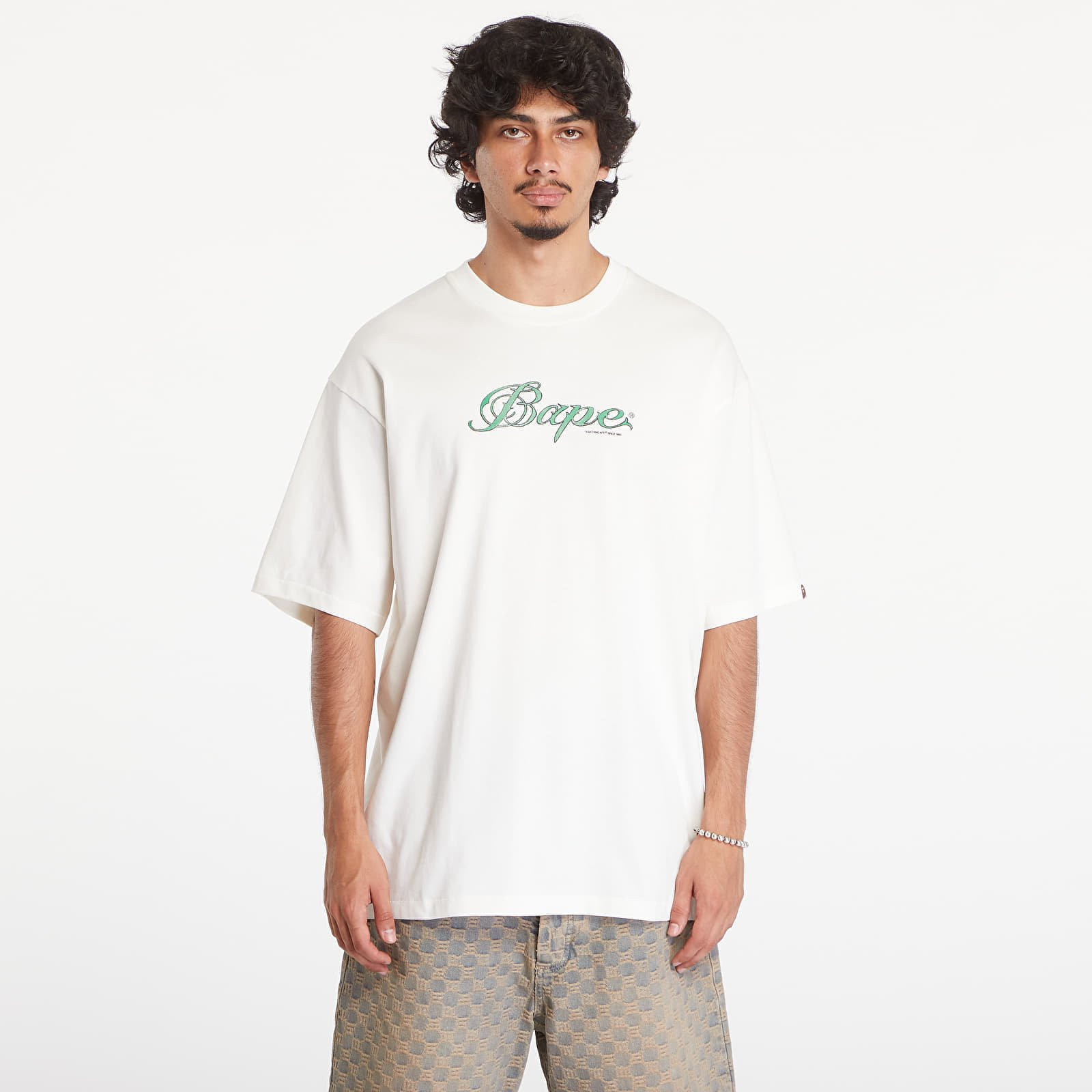 Tričko A BATHING APE Logo Relaxed Fit Short Sleeve Tee Ivory L