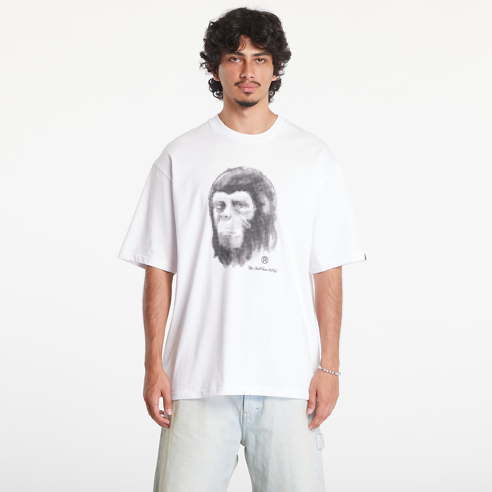 Tričko A BATHING APE Pixel Comic Ape Head Relaxed Fit Short Sleeve Tee White M