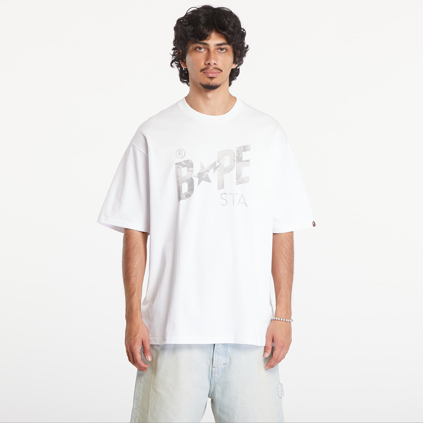 Tričko A BATHING APE Floral Solid Camo Bape Sta Logo Relaxed Fit Short Sleeve Tee White L