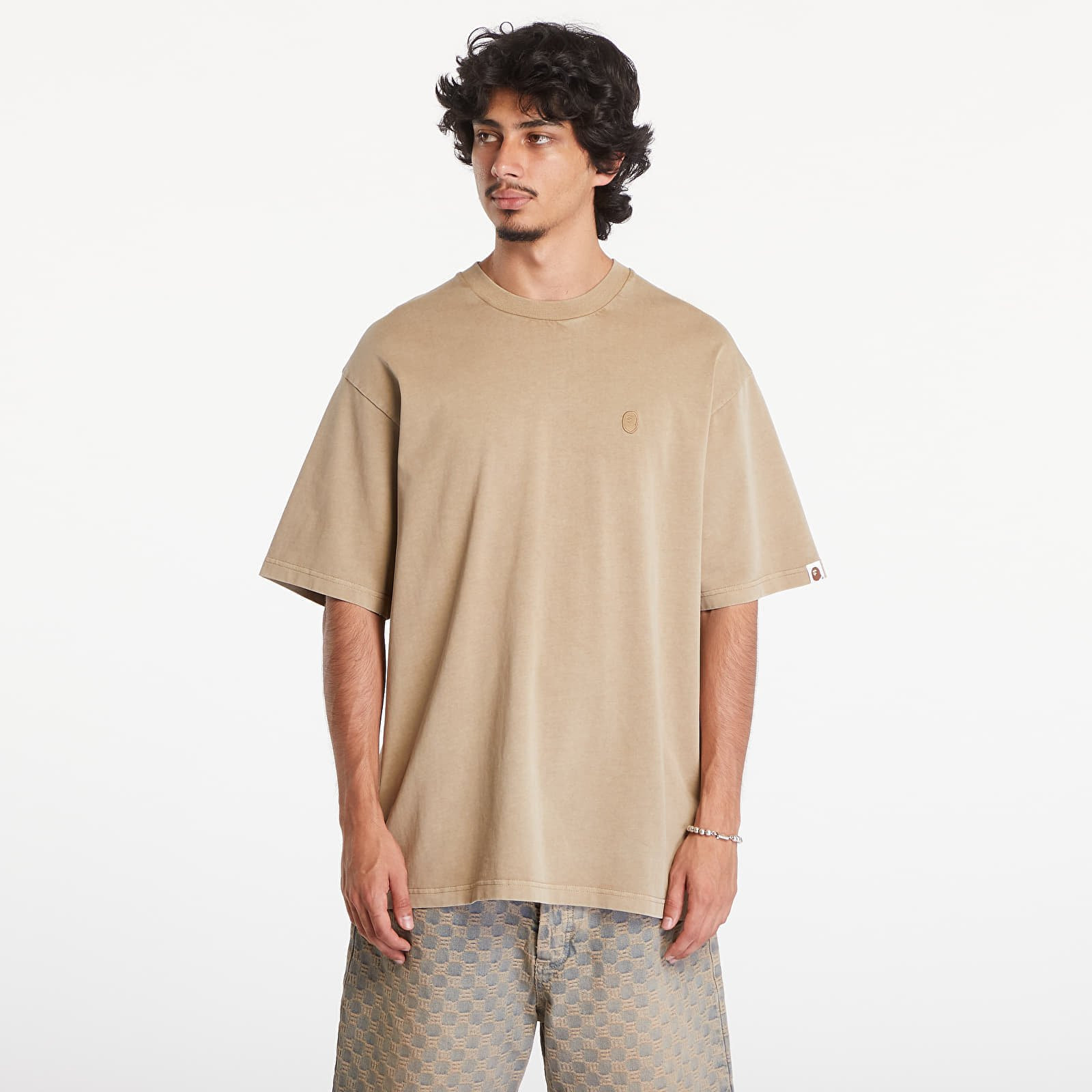 Tričko A BATHING APE Ape Head One Point Garment Dyed Pocket Relaxed Fit Tee Beige S