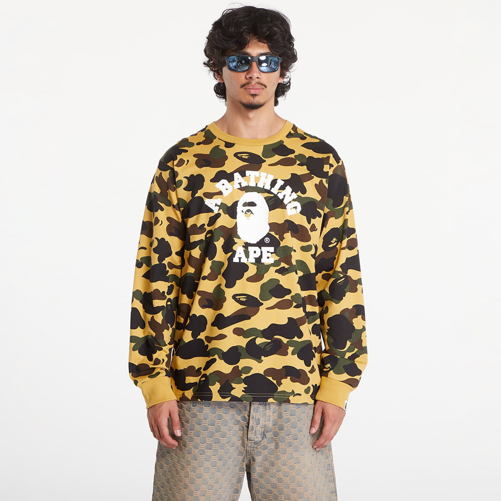 Tričko A BATHING APE 1St Camo College Long Sleeve Tee Yellow L