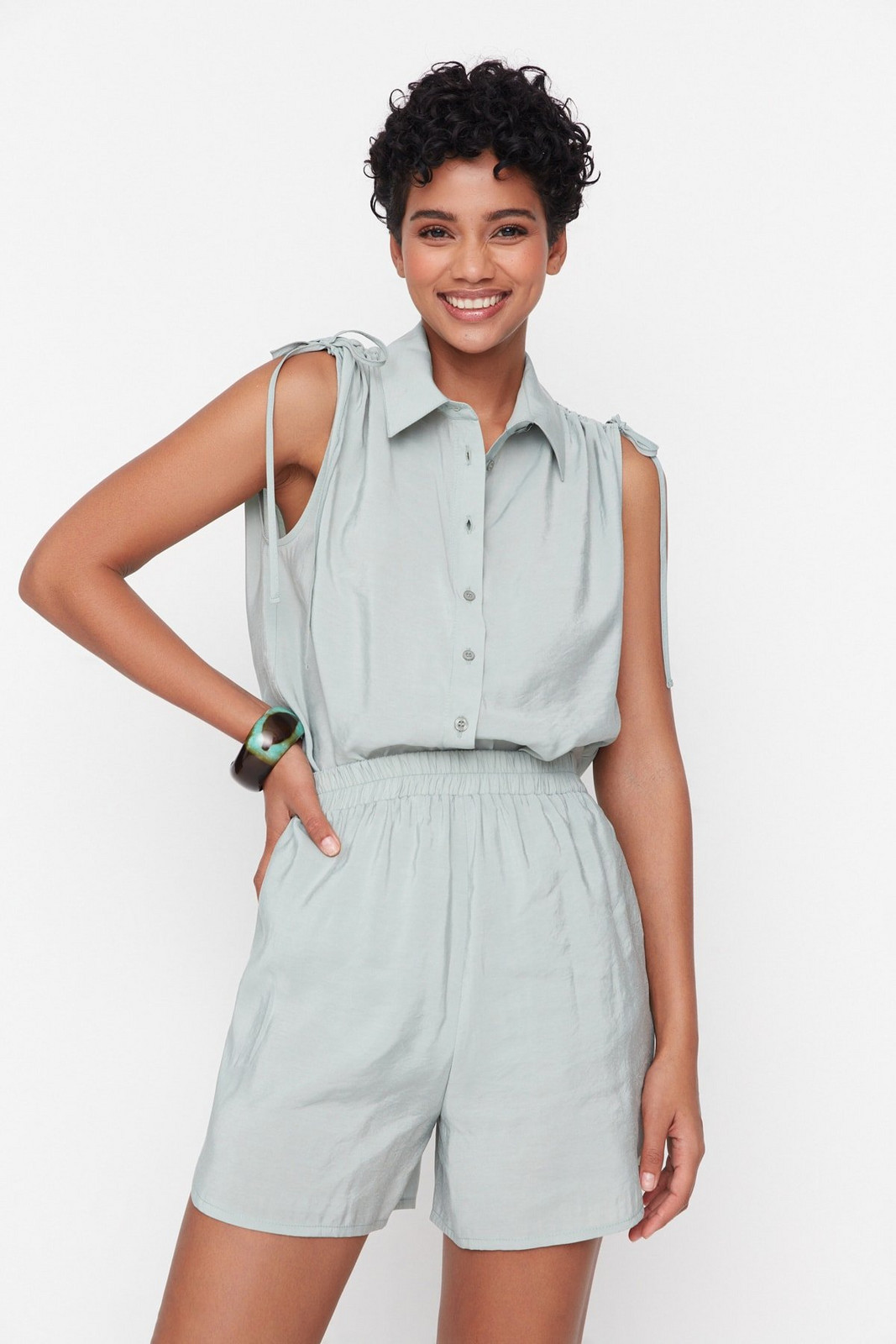 Trendyol Mint Woven Shorts