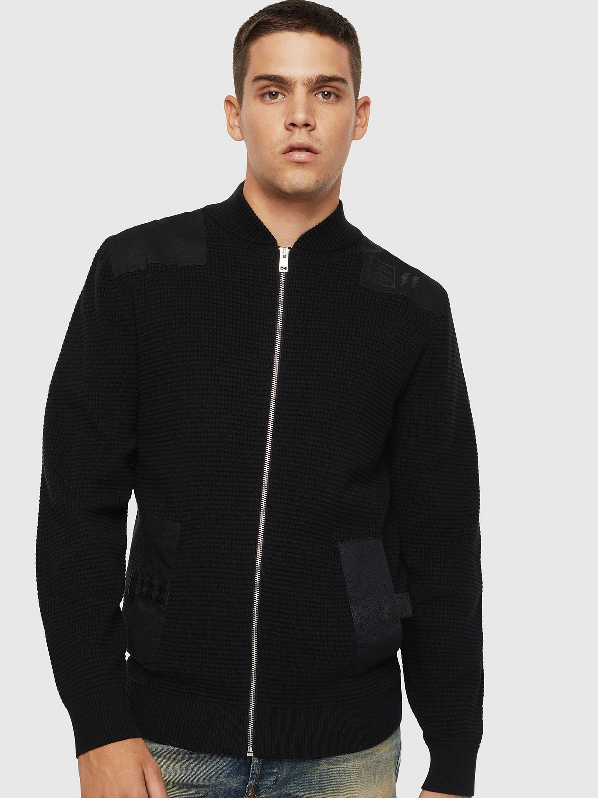 Diesel Sveter - KPROXTER CARDIGAN čierny